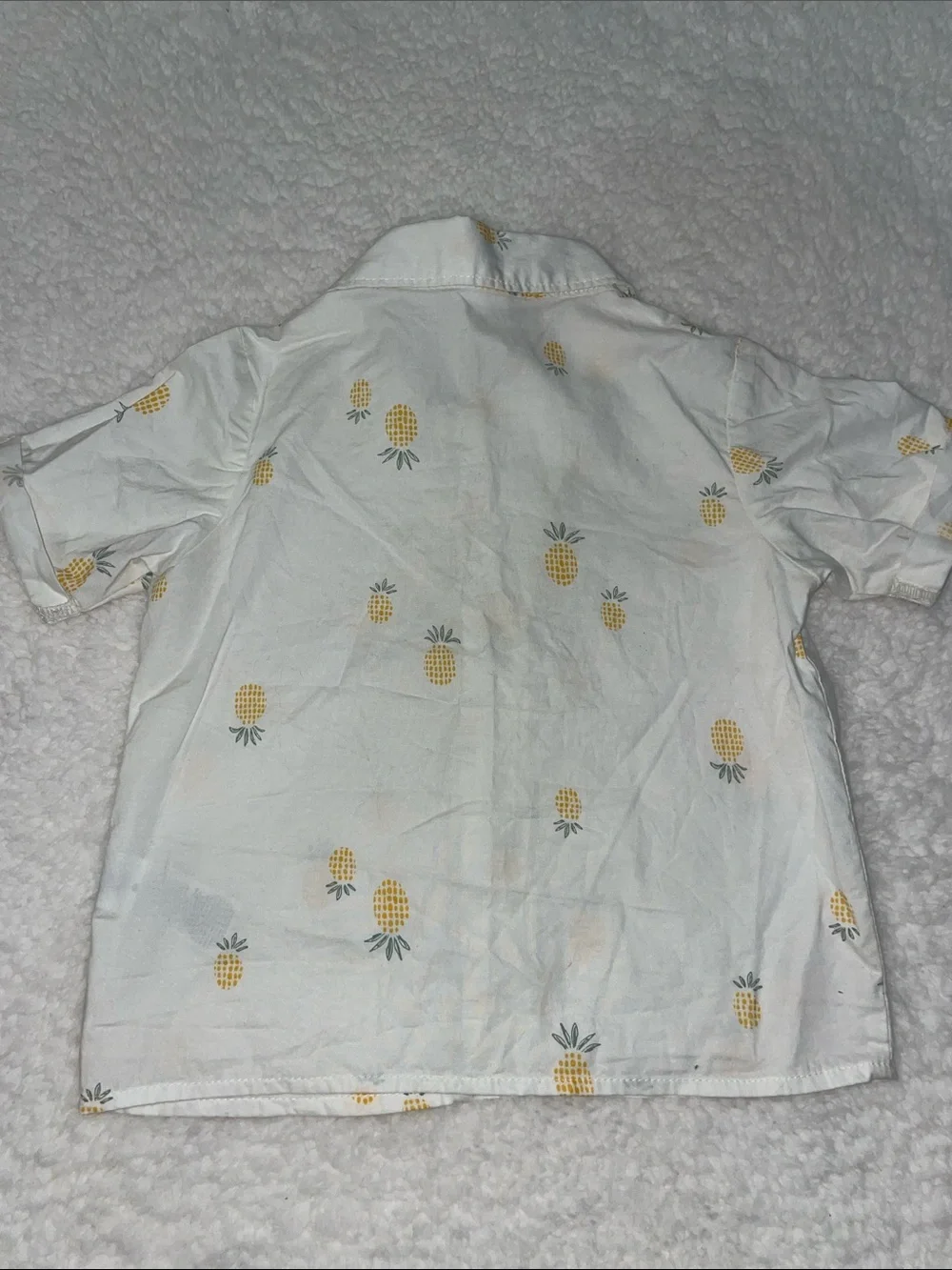 Carter's White Pineapple Button-Up Top with Sage Green Shorts